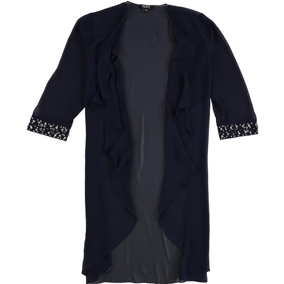 S.L. Fashions Womens Sheer Cardigan Sweater, Blue, 16