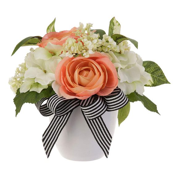 RAZ Imports Mixed Wildflower Arrangement in White Pot, 7.5"