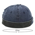 thumbnail image 7 of Limei Men Casual Docker Cap Rolled Cuff Adjustable Retro Beanie Brimless Hat Cap (Navy Blue), 7 of 7