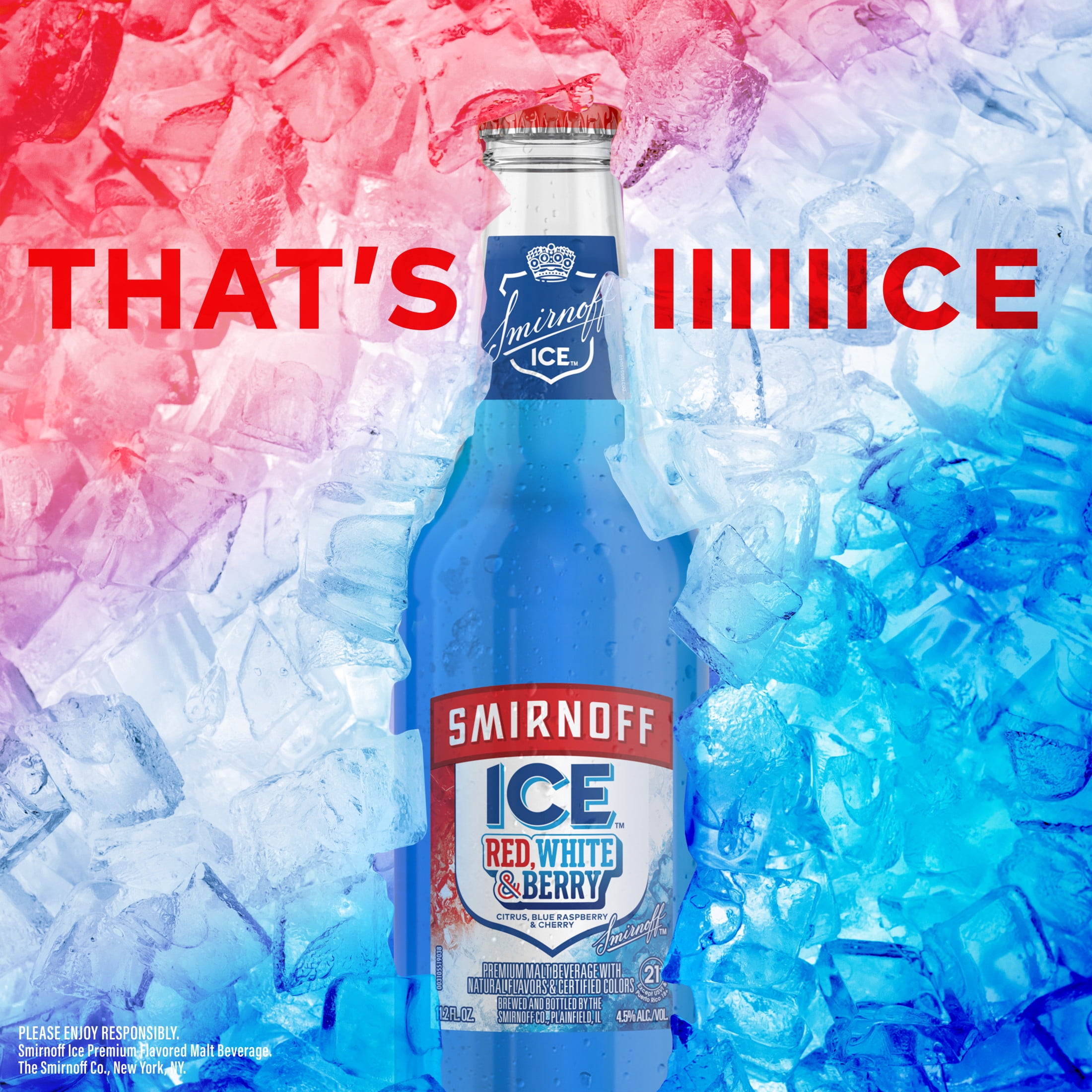 Smirnoff Ice Red White and Berry, 6 pack bottles, 11.2 fl oz, 4.5% ABV