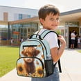 thumbnail image 4 of HUIACONG 13.5 Inch Highland Cow Sunflower Print Kids Backpack, Water Resistant Lightweight School Bag with Multi Pockets, Ergonomic Adjustable Padded Straps Bookbag for School Travel, 4 of 7