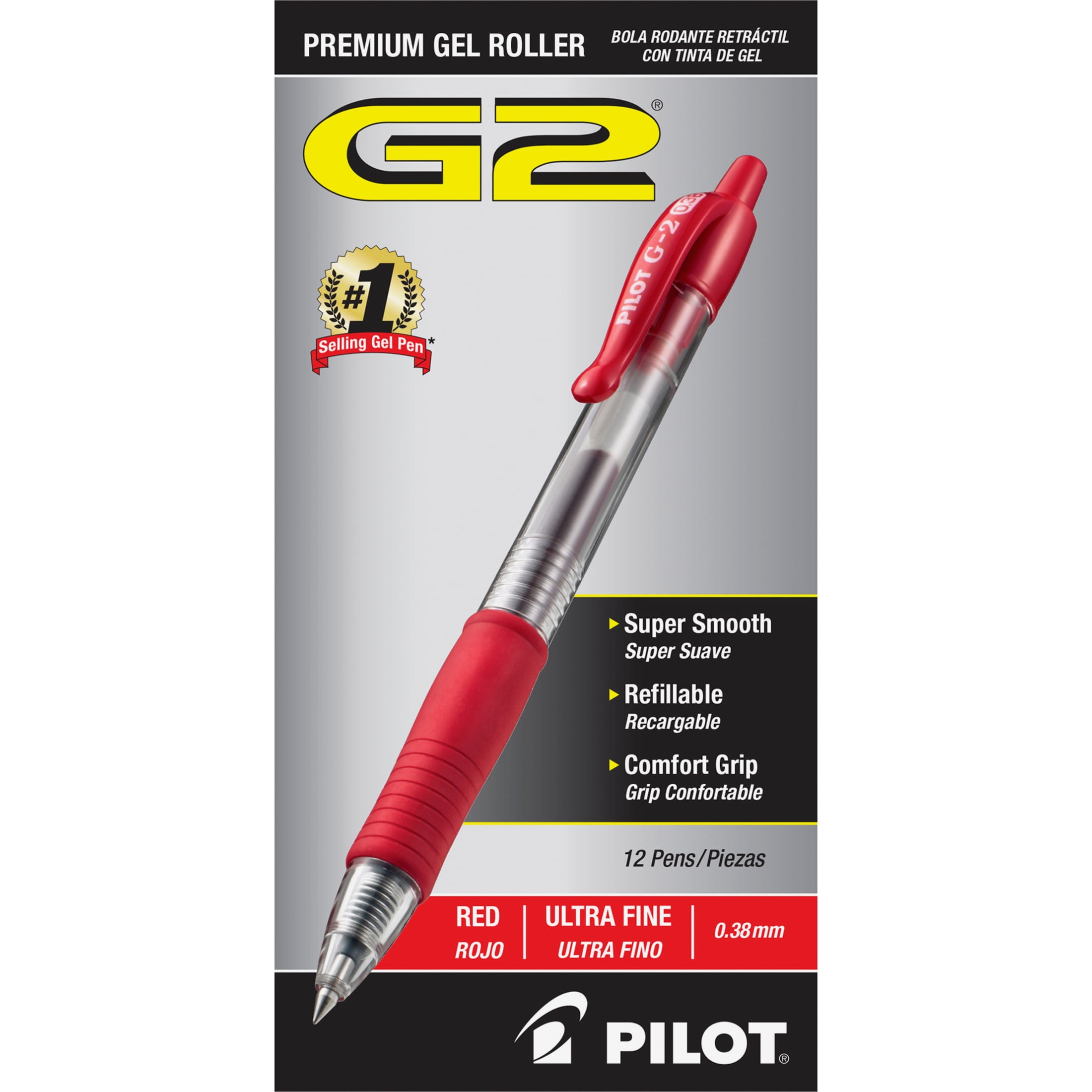 Pilot G2 Premium Retractable Gel Ink Pen Red Ink Ultra Fine Dozen 31279