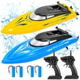 thumbnail image 1 of Lumiparty 2PACK RC Boat,Remote Control Boats for Kids and Adults,10km/H 2.4G High Speed Remote Control Boat,Fast RC Boats for Pools and Lakes with 4 Rechargeable Battery.(Blue+Y, 1 of 7