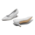 thumbnail image 4 of LuckLilac Women's Pumps 2.1inch Shoes Slip-Resistant Dress Shoes, Low Kitten Heel, Pointy Toe, Silver,7M, 4 of 5