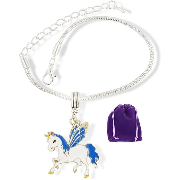 Pegacorn Bracelet | Unicorn Braclet with Wings Hypoallergenic Stainless Steel Snake Chain Charm Bracelet Unicorn Bracelet or Unicorn Bracelets for Teen Girls as a Unicorn Girls Bracelet or Alicorn