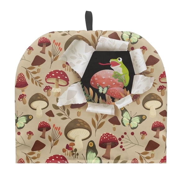 HELLHERO Polyester Canvas Tea Cozies Covers Keep Warm Keep Warm Insulation for Indoor, Frog on Mushroom Forest Scene