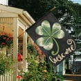 thumbnail image 3 of St. Patrick's Day Outdoor Flags Holiday Outdoor Flag Green Shamrock Welcome Outdoor Flag 28''×40'' Burlap Vertical Double Sided House Flag for Home,Farmhouse Holiday Spring Outdoor Decor, 3 of 6