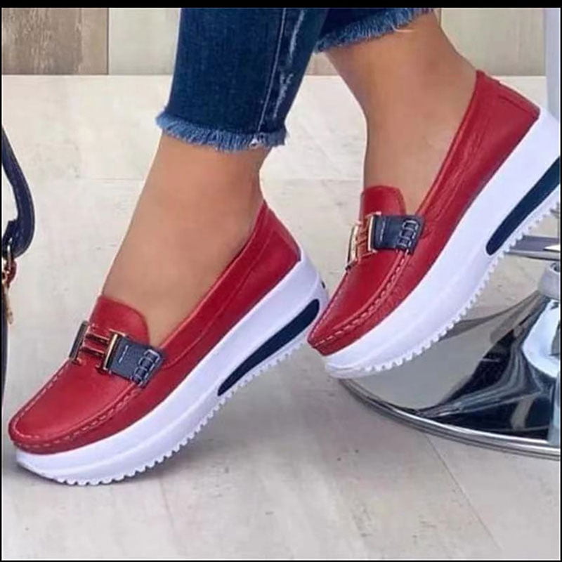 Women’s Loafers Vintage Platform Shoes Pointed Toe Slip on Flat Dress Casual Walking Boat Shoes 