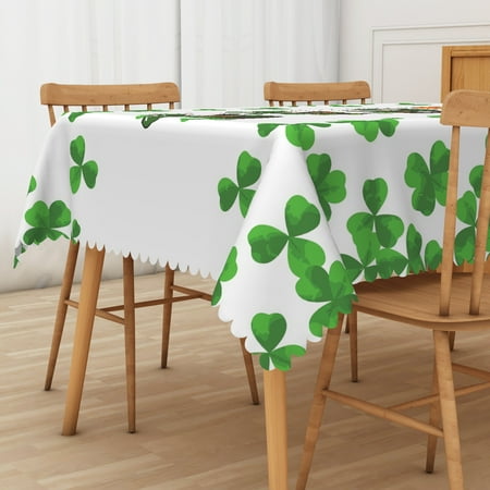 

Mizhona Lucky St.Patricks Tablecloth Green Clover and Gnome Table Cloth for Dinning Kitchen Party，60 x 120