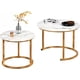 thumbnail image 1 of Set de 2 Mesas de Centro Circulares Bluelander con Soportes de Acero, Blanco/Dorado, 1 of 5