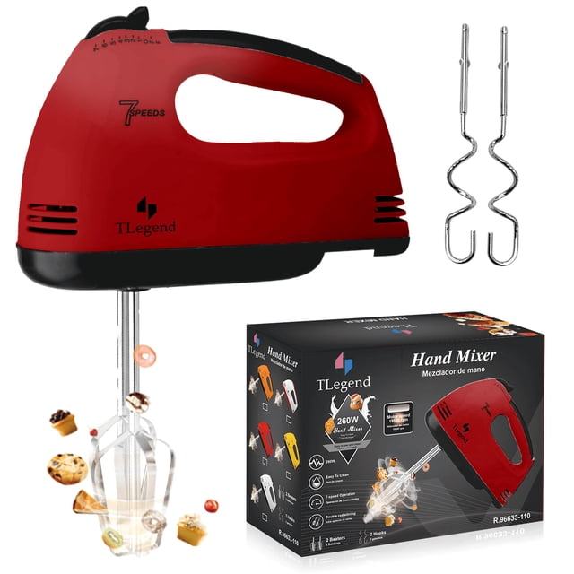 Batidora de mano eléctrica TechnoLegend de 7 velocidades (roja)