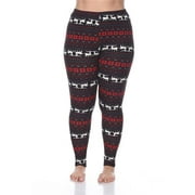 White Mark PS210-193 Plus Printed Leggings, Black & Red - One Size