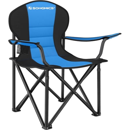 Folding Camping Chair, Supports 551 lb, with Comfortable Sponge Seat, Heavy Duty Structure, Cup Holder, Outdoor Picnic Chair