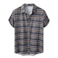thumbnail image 1 of Camisas Para Hombre Manga Corta Camisas de un solo pecho de primavera y verano para hombre, camisa informal de manga corta con solapa para playa y vacaciones al libre (Grey, XXL), 1 of 7