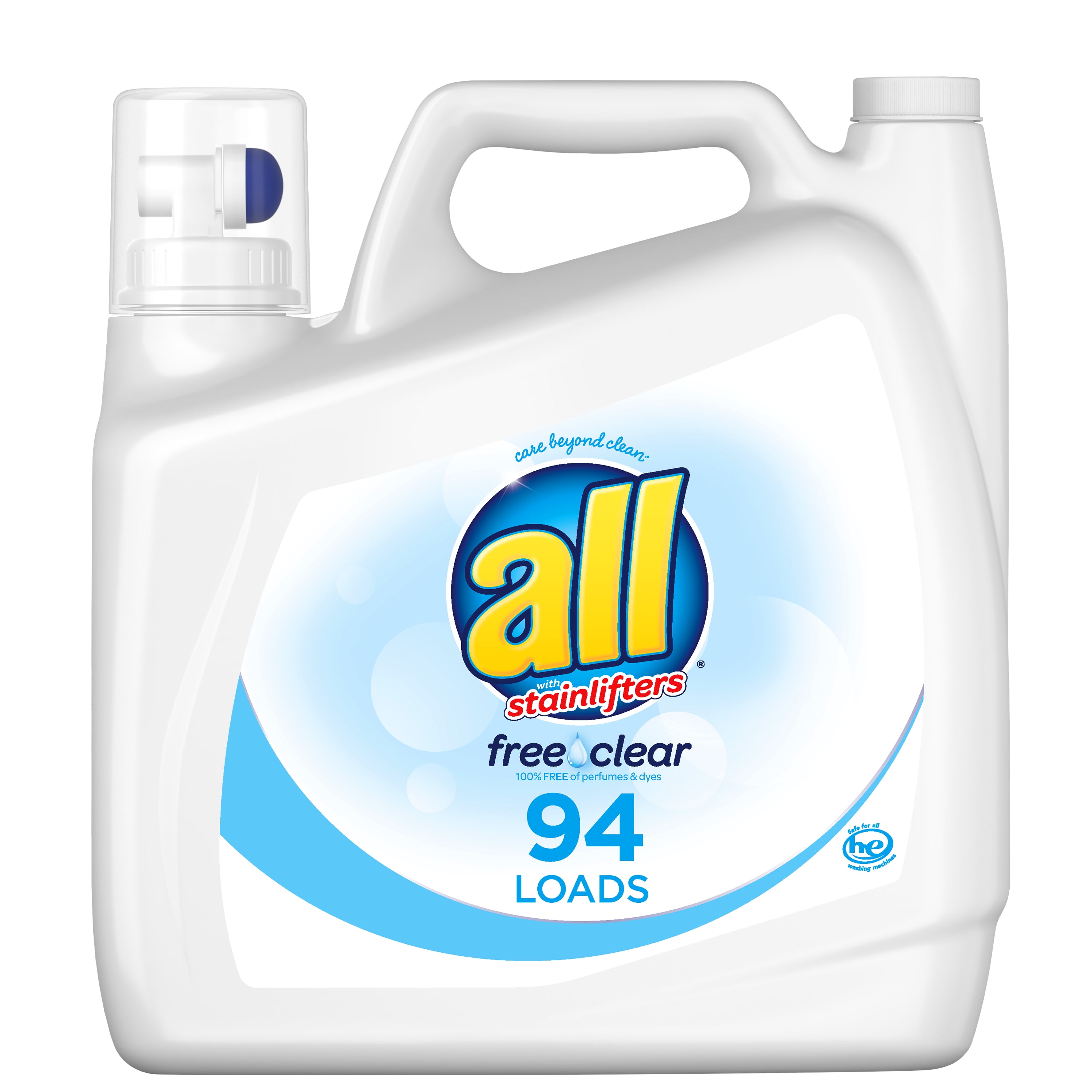 all For Sensitive Skin, 94 Loads, Liquid Laundry Detergent Free Clear