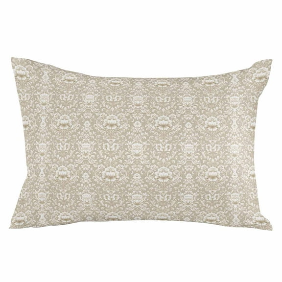 Beige Damask Throw Pillow Cover 12 x 20 Inch Decorative Pillow Cover Vintage Country Scroll Floral Patterned Lumbar Pillowcase Seasonal Rectangle Cushion Case for Couch Sofa Bed Living Room
