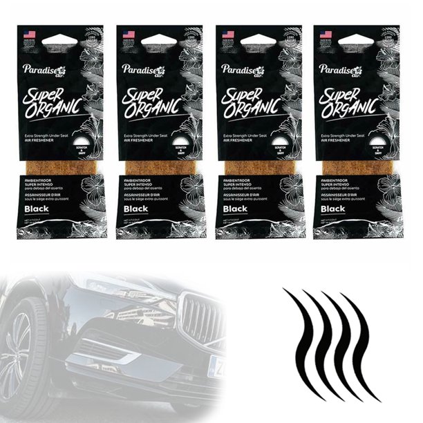 4 X Super Organic Black Scent Car Air Freshener Block Stone Under Seat