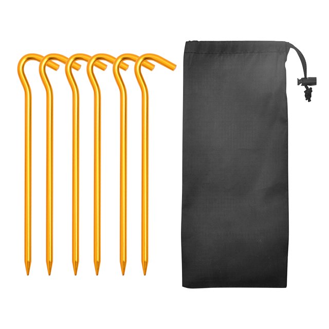 6PCS Practical 7-Shaped Tent Stakes Kit High-Quality Aluminum Alloy Lightweight Stakes with Storage Pouch for Tent Camping