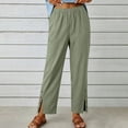 thumbnail image 5 of Sexlip Womens Straight Leg Pants Summer elastic waist tapered leg lightweight fabric breathable wrinkle resistant for Casual Sports wear Green L, 5 of 8