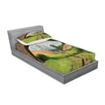 thumbnail image 2 of Ambesonne Rustic Fitted Sheet & Pillow Sham Set, Bridge Railway Tranquil, Twinxl, Green Brown, 2 of 2
