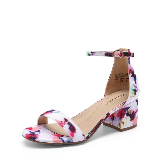Sandalia DREAM PAIRS Tacón Bajo Grueso Floral Talla 5.5