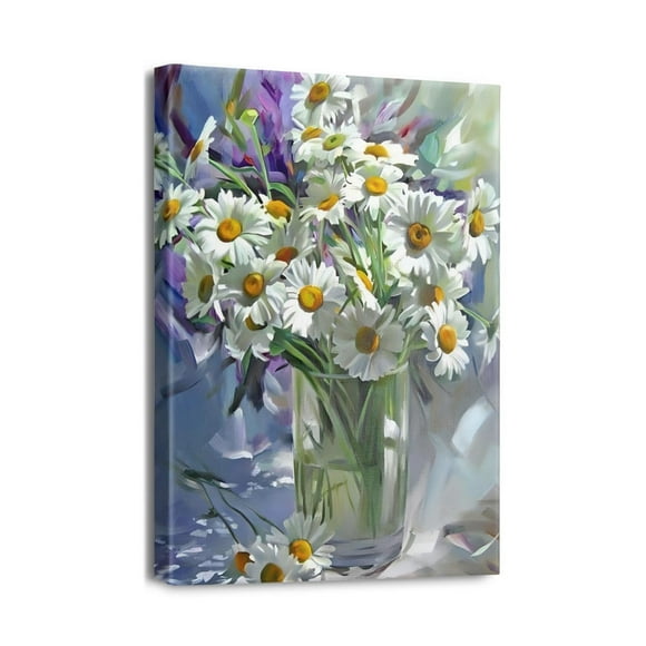 Ajoutez une Élégance Moderne avec une Décoration Murale de Salle de Bain Florale Artistique - Parfaite pour la Chambre Ou la Cuisine, Format 12x16.