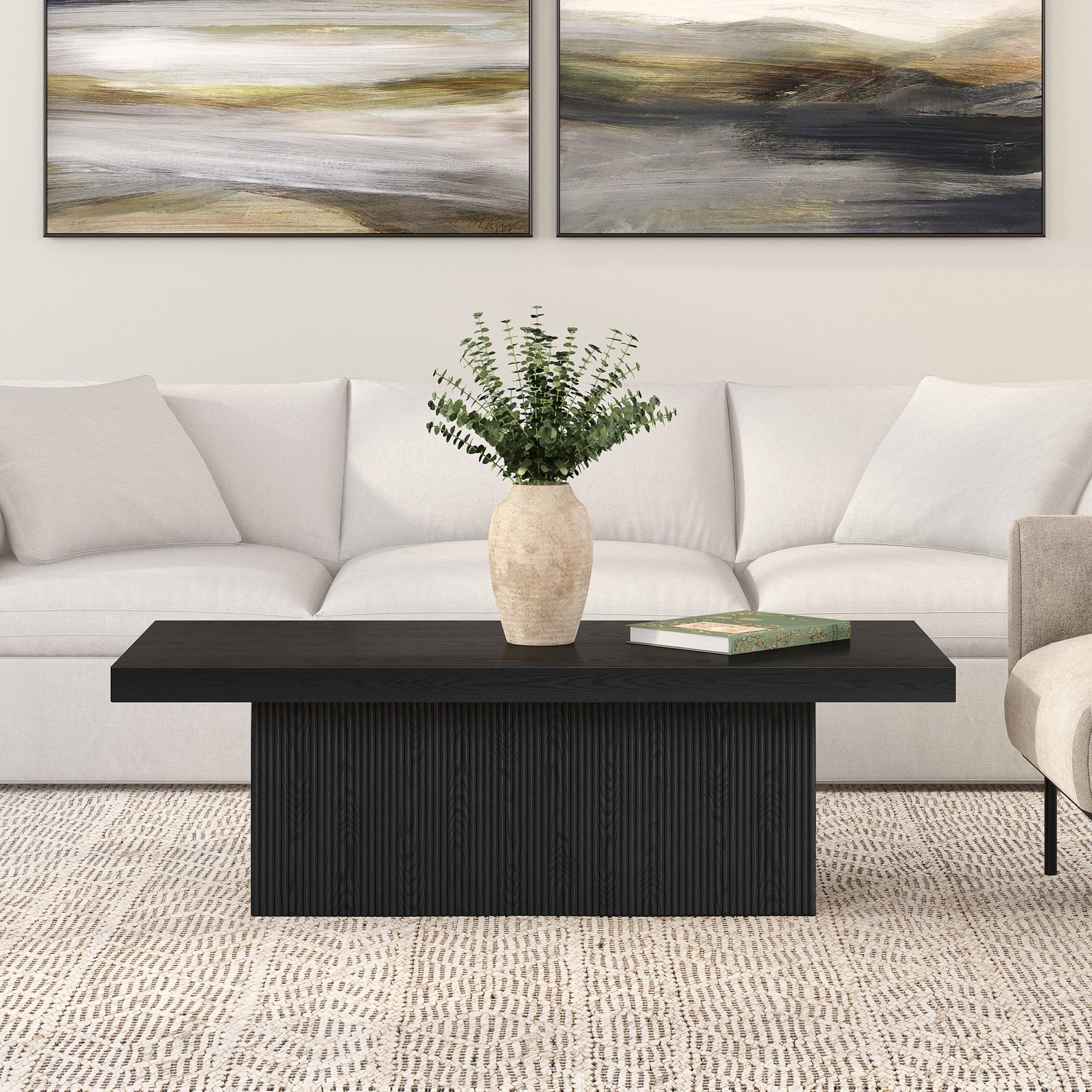 Evelyn&Zoe Modern/Contemporary 48" Wide Black Grain Coffee Table