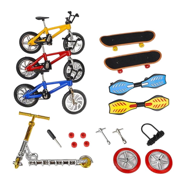 Wosthever 8 Uds Mini juguetes para dedos diapasón patinetas bicicleta Scooter pequeño columpio Artesanía