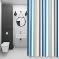 thumbnail image 4 of Ombre Blue Beige Stripes Shower Curtain for Bathroom Decor, Minimalist Abstract Vertical Striped Waterproof Fabric Shower Curtain, 72"x84" Set with 12 Hooks, 4 of 9