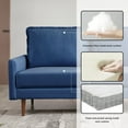 thumbnail image 3 of Zephyr 57.1 in. Modern Contemporary Craftsmanship Sofa, Blue Velvet Loveseat Couch with 2-Seater Cushions & Track Square Armrest, 3 of 17