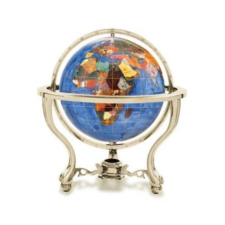 Gemstone Turquoise Globe - Astoria Grand Gemstone Globe with Opalite Ocean and Commander 3-Leg Table Stand