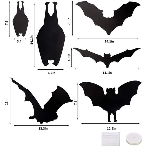 CCINEE Halloween Bat Decoration Large Hanging Bat Wall Decal Window Door Entryway Sticker for Party Favor Supply 24PCS Black