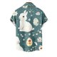 thumbnail image 5 of Blusa y camisa de manga corta con cuello vuelto para hombre, blusa informal de moda con cuello vuelto, blusa estampada de manga corta con botones, blusa de poliéster para hombre, 5 of 5