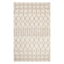 SAFAVIEH Casablanca Victoria Geometric Moroccan Wool Shag Runner Rug, Ivory/Beige, 2'3"x8'