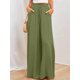thumbnail image 4 of Pantalones Casuales de Cintura Alta para Mujer, de Color Liso, Largos y Anchos, con Bolsillos, para y Otoño. Verde S, 4 of 8