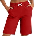 thumbnail image 3 of Byworldtasic Womens Bermuda Shorts Athletic Gym Wide Leg Knee Length Summer Elastic Waisted Pajama Pants with Pocket, 3 of 7