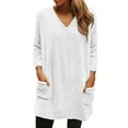 thumbnail image 5 of Wlynlyn Womens Sweatshirts Fuzzy Fleece V Neck Long Sleeve Tops Fall Casual Warm Solid Color Pullover with Pockets, 5 of 10