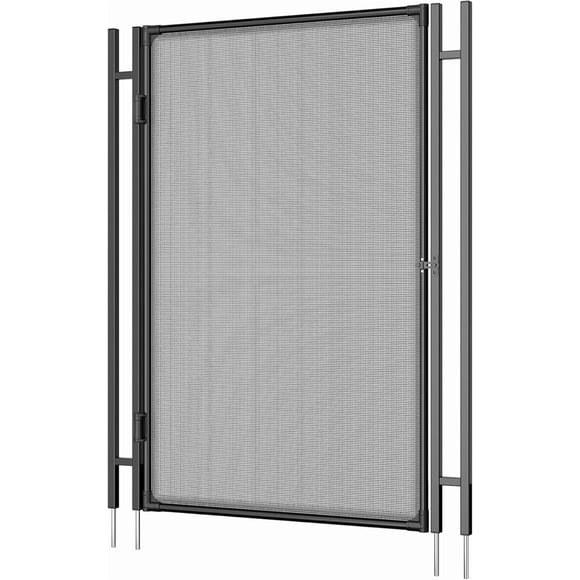 Clôture de Piscine 4 X 2,5 Pi pour Piscines Creusées, Clôture de Sécurité à Cadre en Aluminium avec Loquets et Pattes en Acier Inoxydable, Maille en PVC Teslin 340 g, Installation Bricolage Facile, Noir