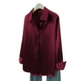 thumbnail image 4 of hotojiny Satin Blouses for Women Silk Button Down Shirts Collared Long Sleeve Business Casual Work Tops Loose Fit Office Outfit, 4 of 6