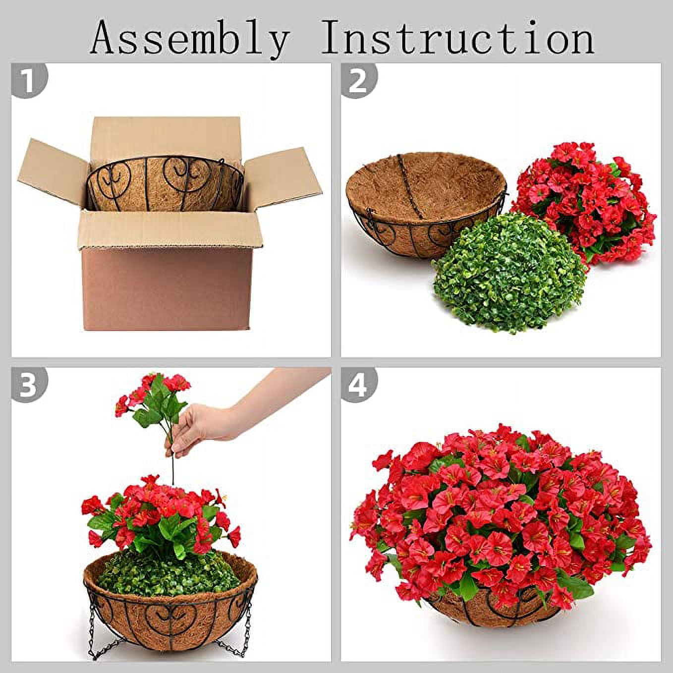 Homsunny 21.6” Coconut Lining Hanging Planters with Artificial Daisy Flowers
