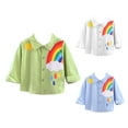 thumbnail image 4 of Ruyang Boys Cute Rainbow Print Shirts Hawaiian Long Sleeve Roll Up Button Down Tee Shirt Tops Spring Summer Clothes, 4 of 6