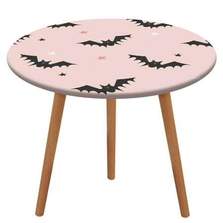 

Bybiment Round Fitted Tablecloth with Elastic Edge Design Pattern Bats Halloween Decorative Tablecloth Table Cover 39 Inch