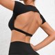 thumbnail image 1 of Women Backless Yoga Shirts Slim Quick Dry Workout Crop T Shirt Top for Running Yoga Gym Climbing, 1 of 5