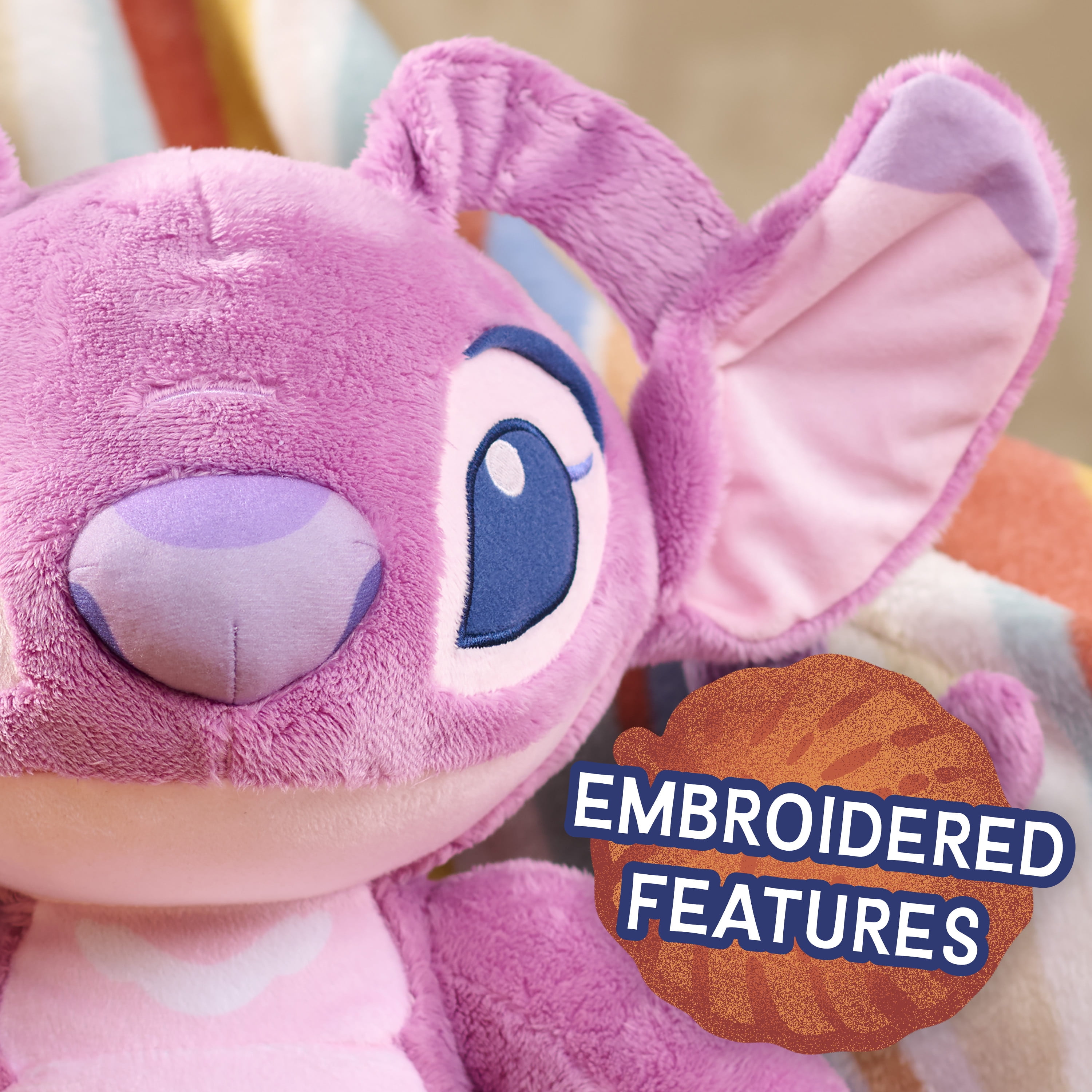 Disney Stitch 14-inch Fuzzy Angel Plush Stuffed Animal, High Quality Soft Plush Toy, Kids Ages 2+