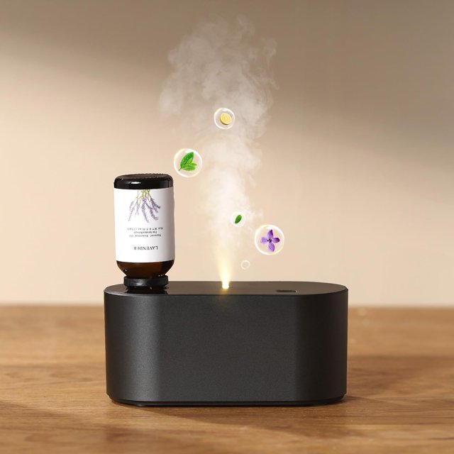 Waterless Diffuser for Essential Oil Nebulizer, Mini Scent Air Machine, Aromatherapy Atomizing Diffuser, 3 Mist Modes, Cycle Start for Bedroom, Home, Office 160 sq. ft Scent Black