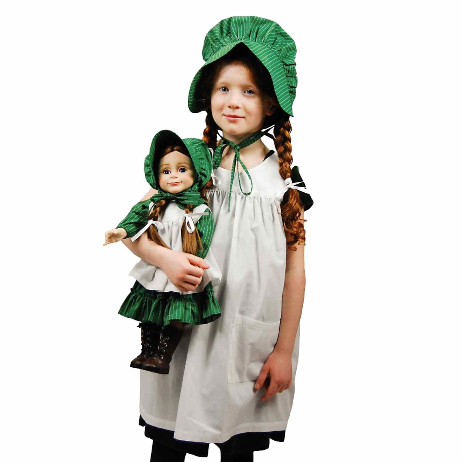 The Queen's Treasures Little House on the Prairie Child-Size Apron & Bonnet Costume Dress Up Set (Matching 18 in Doll Dress Sold Separately and Compatible with American Girl)