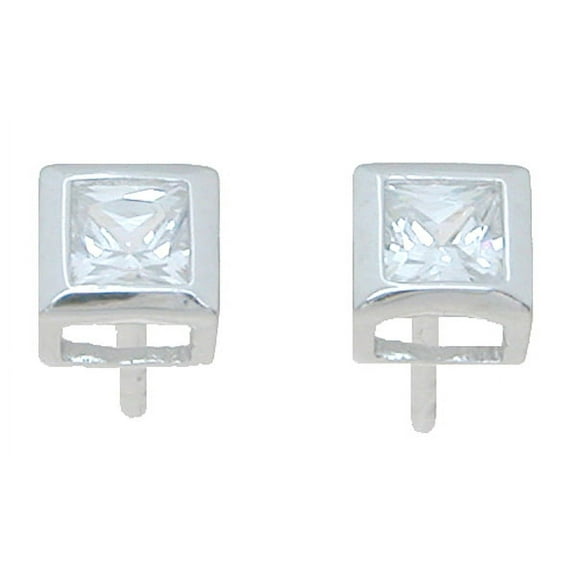 Cubic Zirconia Stud Earrings For Women Makes Unique Engagement Gifts For Women, Princess Cut Sterling Silver Stud Earrings
