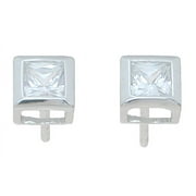 Cubic Zirconia Stud Earrings For Women Makes Unique Engagement Gifts For Women, Princess Cut Sterling Silver Stud Earrings