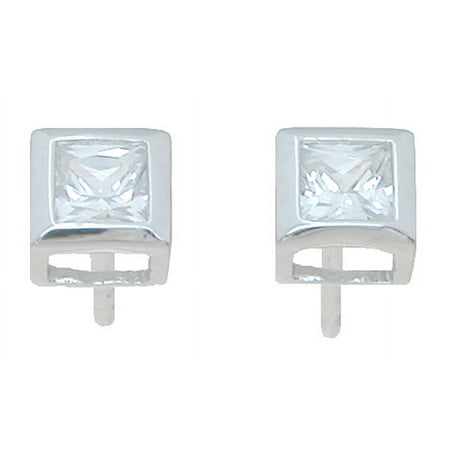 Cubic Zirconia Stud Earrings For Women Makes Unique Engagement Gifts For Women, Princess Cut Sterling Silver Stud Earrings
