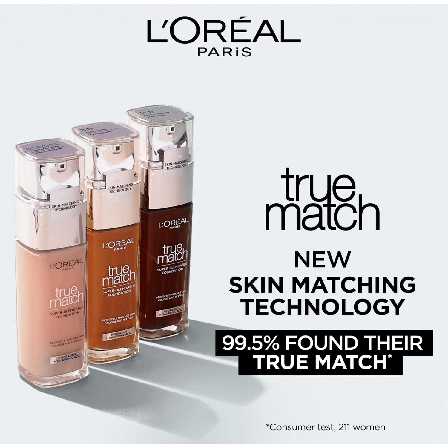 L'Oréal Paris Fond De Teint True Match, Avec Acide Hyaluronique et Soins Hydratants